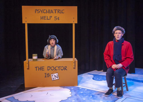 Arika Matoba and Ben Wippel in A Charlie Brown Christmas at Taproot Theatre. Photo by Erik Stuhaug.