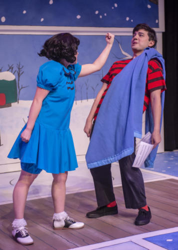 Arika Matoba and Brad Walker in A Charlie Brown Christmas at Taproot Theatre. Photo by Erik Stuhaug.