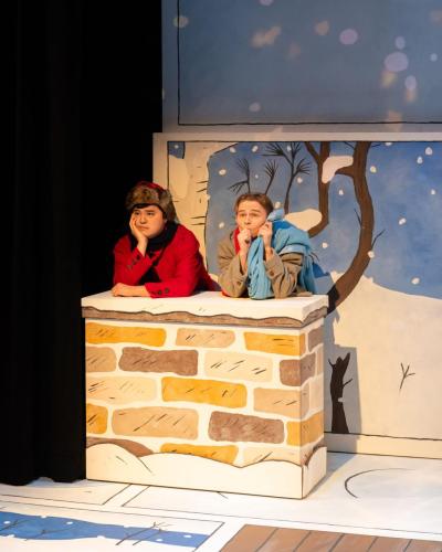 Brad Lo Walker and Kooper Campbell in A Charlie Brown Christmas at Taproot Theatre. Photo by Robert Wade Photography.