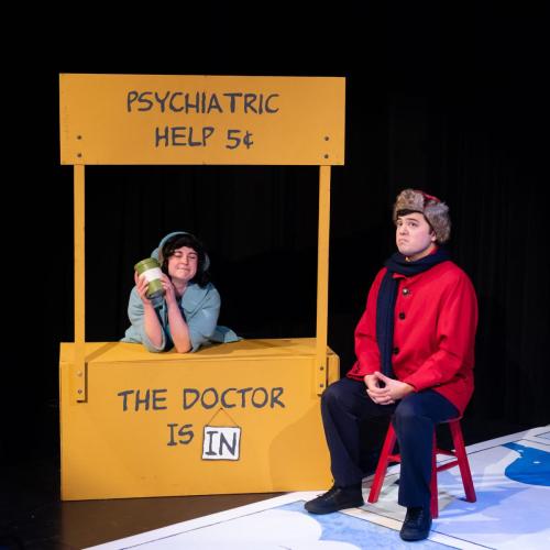 Karin Terry and Brad Lo Walker in A Charlie Brown Christmas at Taproot Theatre. Photo by Robert Wade Photography.