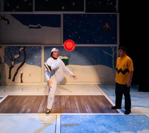 Keola Kapulani Holt and Brad Lo Walker in A Charlie Brown Christmas at Taproot Theatre. Photo by Robert Wade Photography.