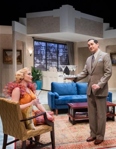 Claire Marx and Richard Nguyen Sloniker in Jeeves Takes a Bow at Taproot Theatre. Photo by Robert Wade.