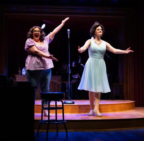 L to R: Kate Jaeger and Cayman Ilika in Always… Patsy Cline at Taproot Theatre. Photo by Robert Wade.