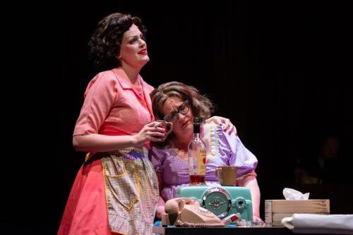L to R: Cayman Ilika and Kate Jaeger in Always… Patsy Cline at Taproot Theatre. Photo by Robert Wade.