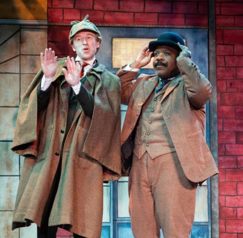 Nathaniel Tenenbaum and Calder Jameson Shilling in Sherlock Holmes and the Precarious Position at Taproot Theatre. Photo by Robert Wade.