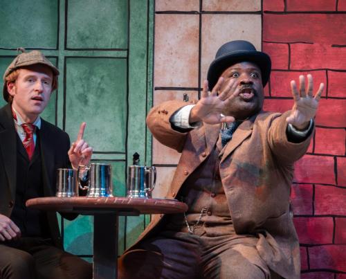 Calder Jameson Shilling and Nathaniel Tenenbaum in Sherlock Holmes and the Precarious Position at Taproot Theatre. Photo by Robert Wade.