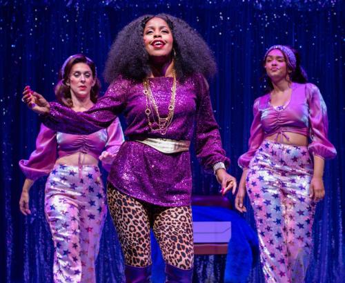 Alexandria J. Henderson with Cherisse Martinelli and Ania Briggs in Sister Act at Taproot Theatre. Photo by Robert Wade.