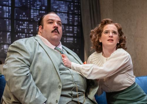 Tyler Matthew Campbell and Kelly Karcher in Jeeves Takes a Bow at Taproot Theatre. Photo by Robert Wade.